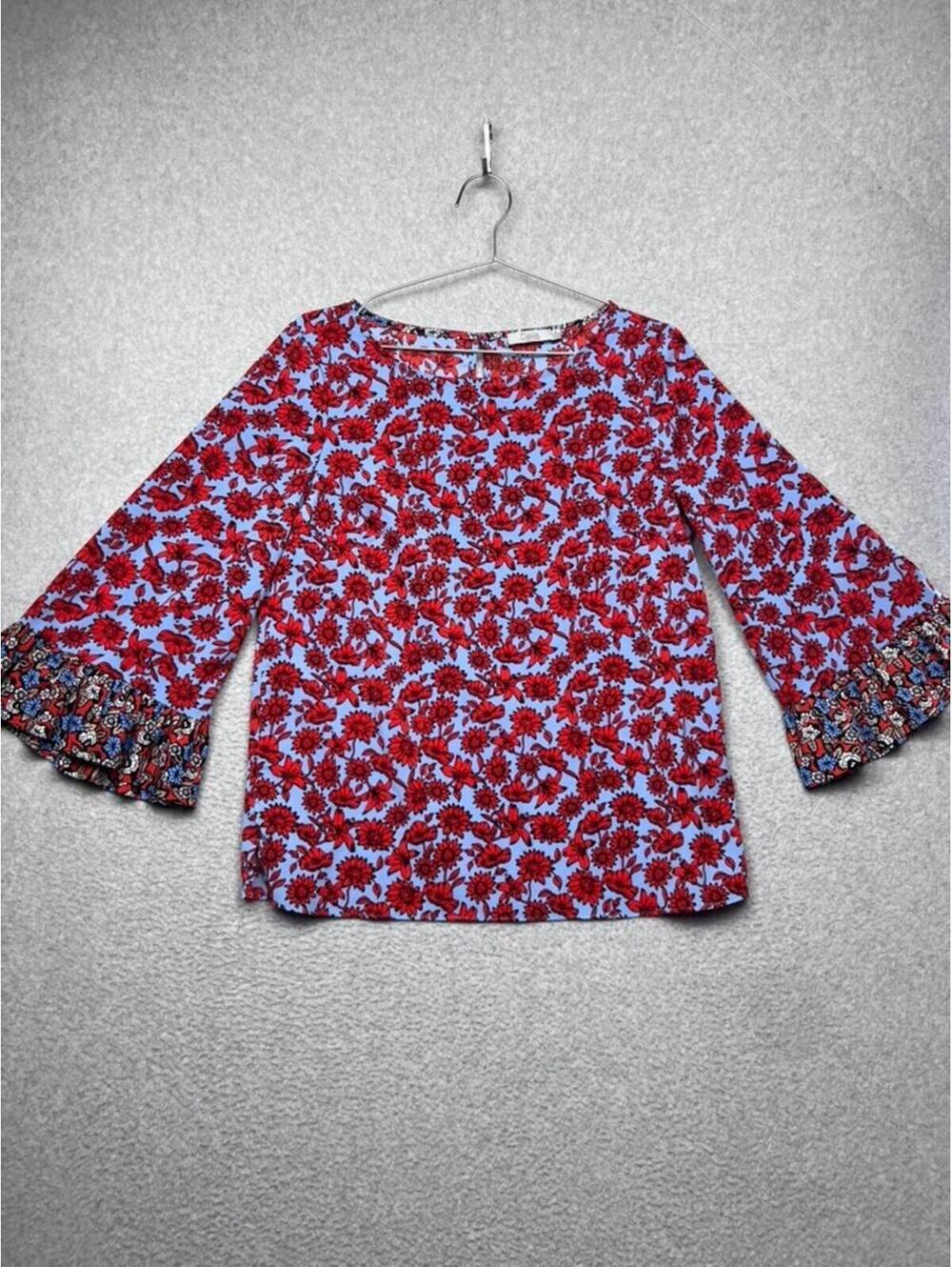 Dalia Blouse Womens M Floral Bell Sleeve Ruffle Top Casual Boho Festival Retro
